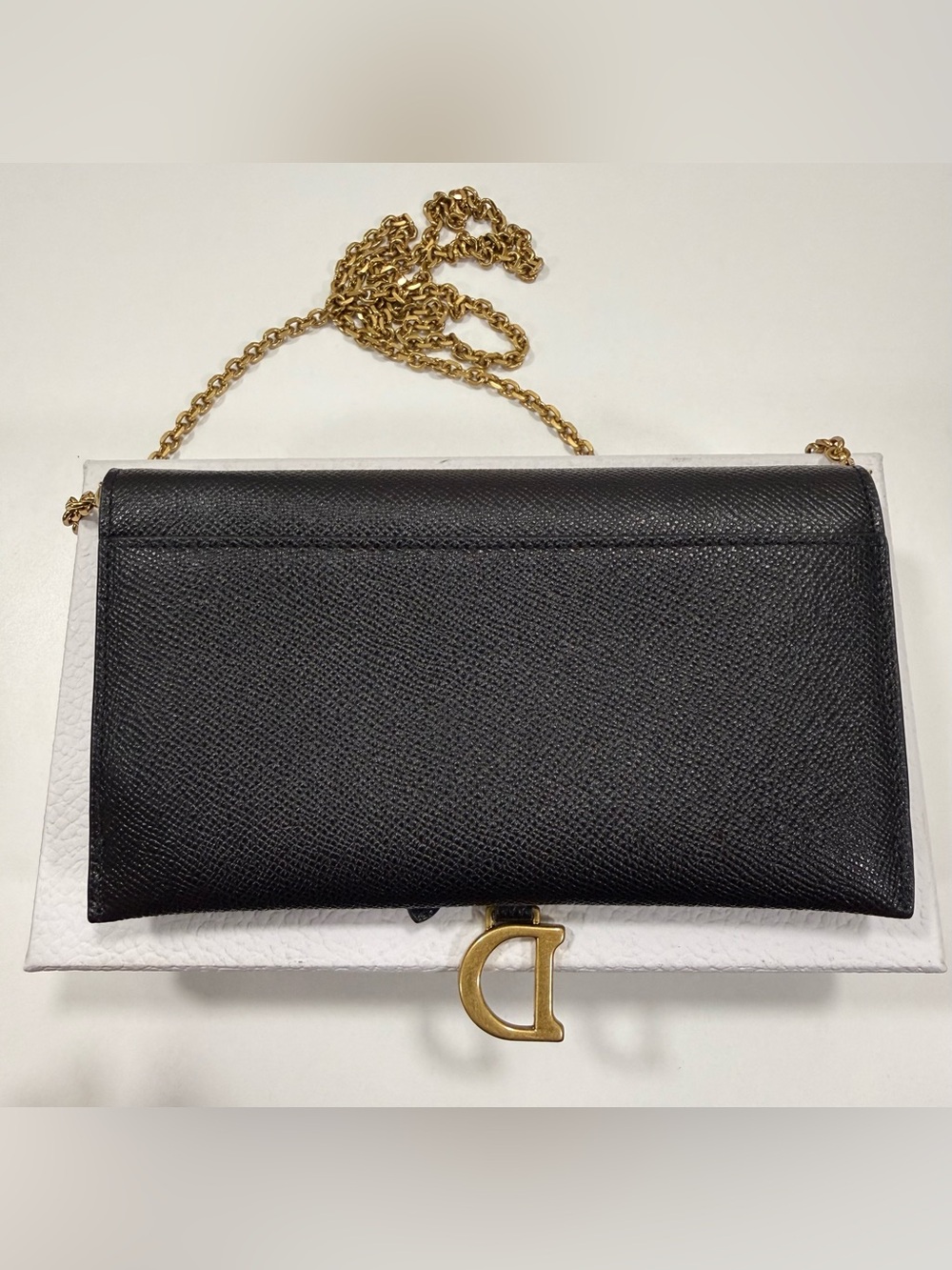 Dior Black Wallet on a Chain with Gold Chain and 'D' Charm - Picture 2 of 6